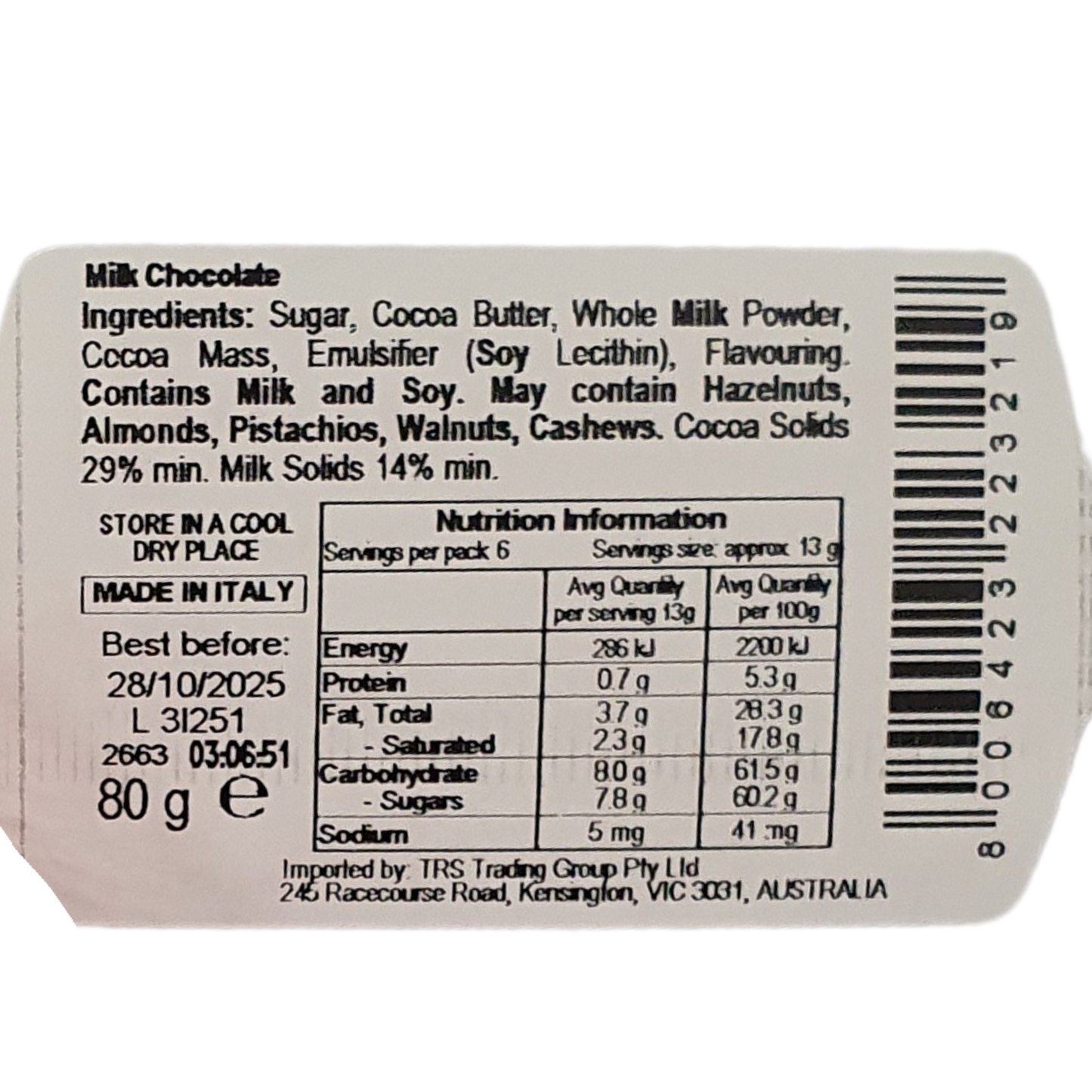 Sorini Chocolate Hearts 80g