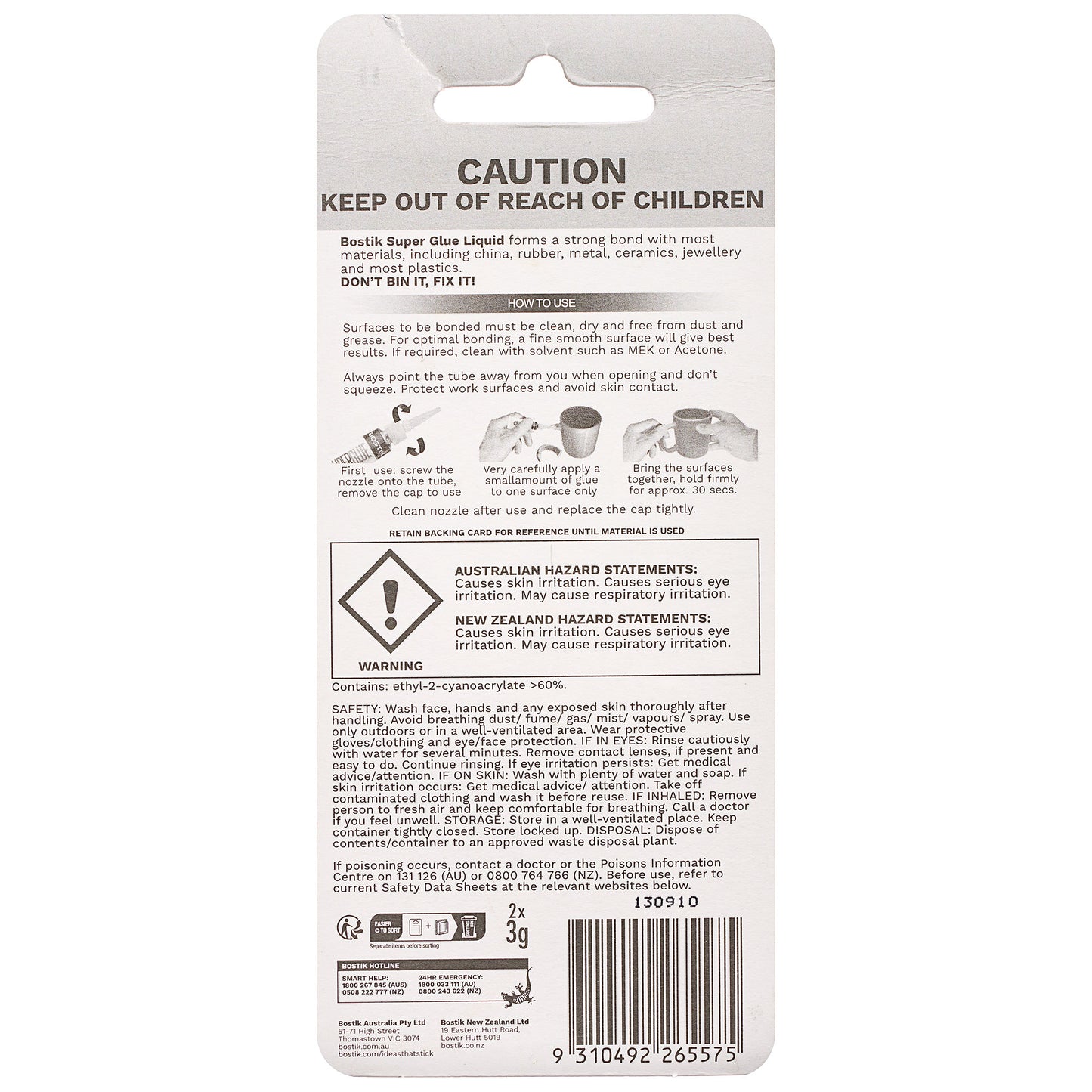 Bostik Super Glue Liquid 3mL 2pk