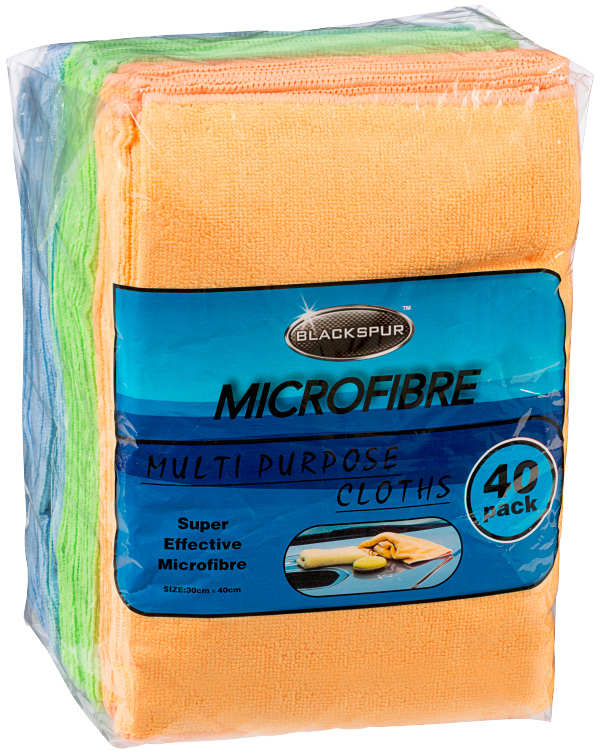 Blackspur Microfibre Multi-Purpose Cloths 40pk