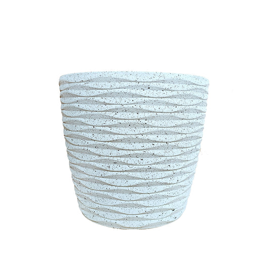 Plastic Multi Ribbed Pot White