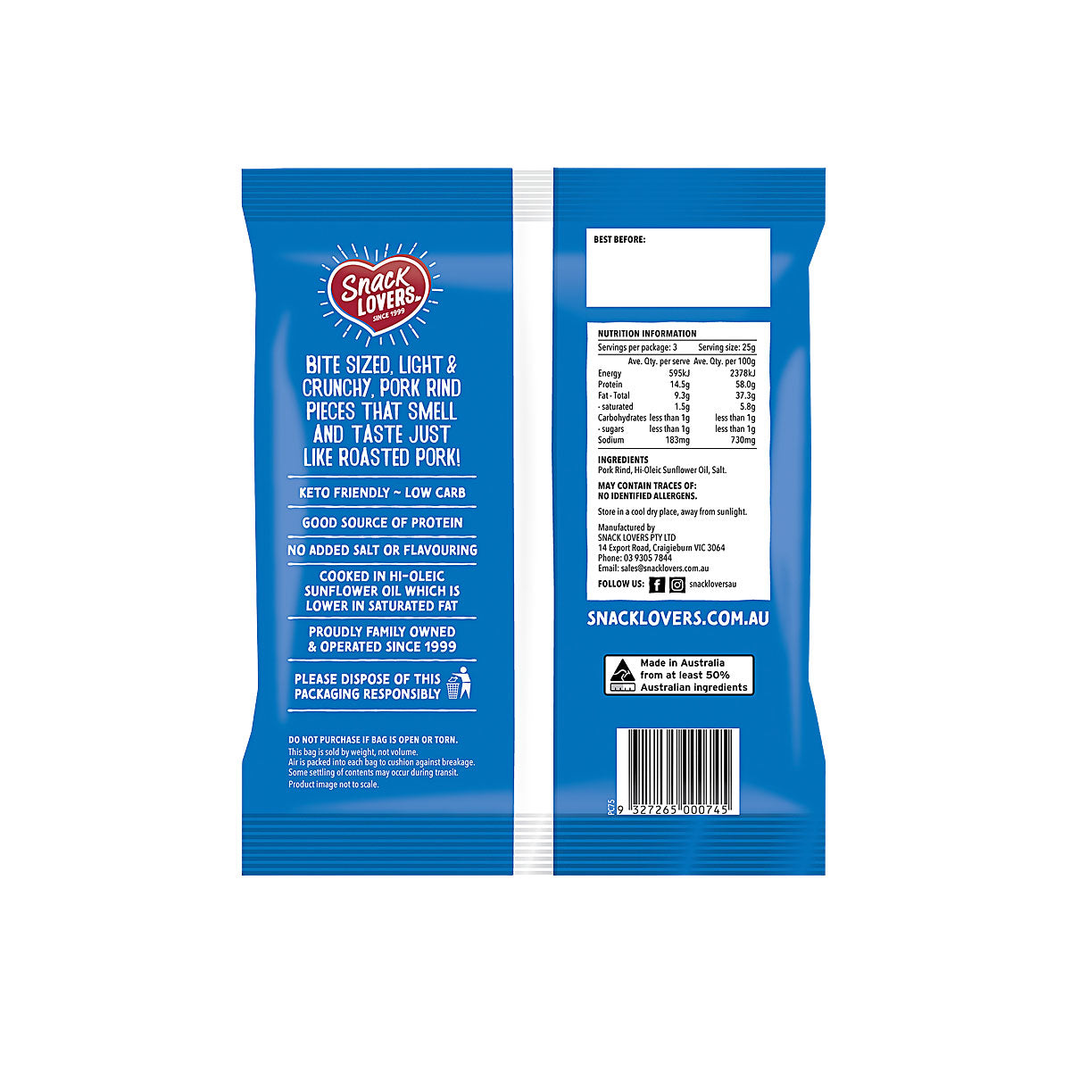 Snack Lovers Pork Crackle 75g
