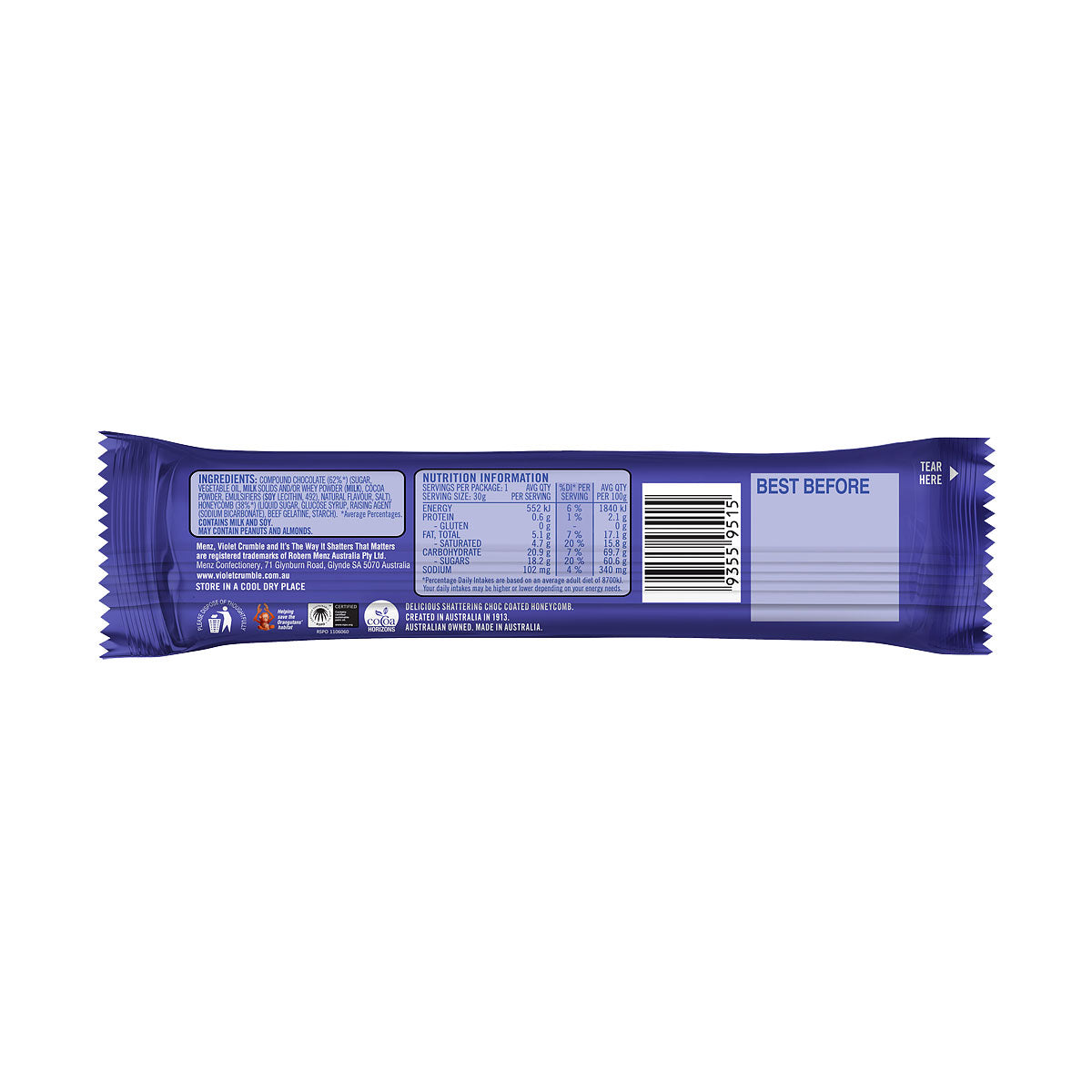 Violet Crumble Chocolate Bar 30g
