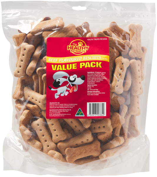 The Healthy Pet Treat Co. Dog Biscuits Beef 1.8kg Value Pack