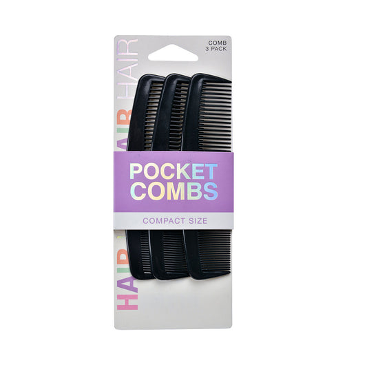 Pocket Comb Black 3pk