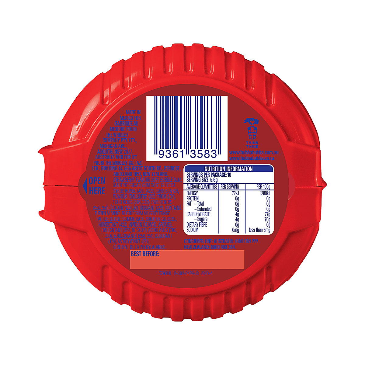 Hubba Bubba Strawberry Tape 56g