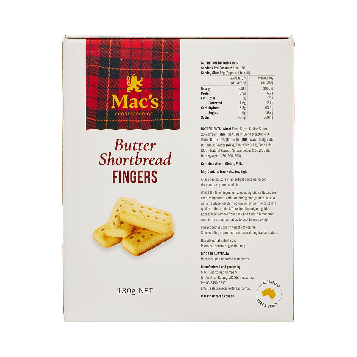 Mac's Shortbread Fingers 130g