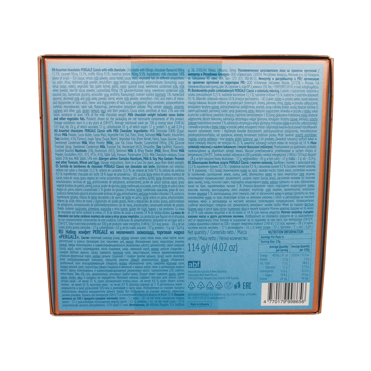 Pergale Milk Classic Chocolate 114g