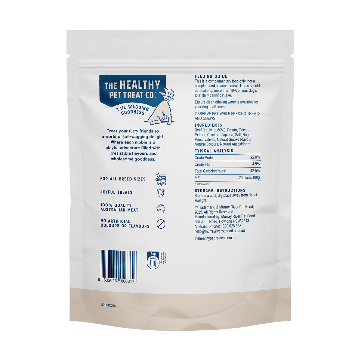 The Healthy Pet Treat Co Beef Straps 1kg