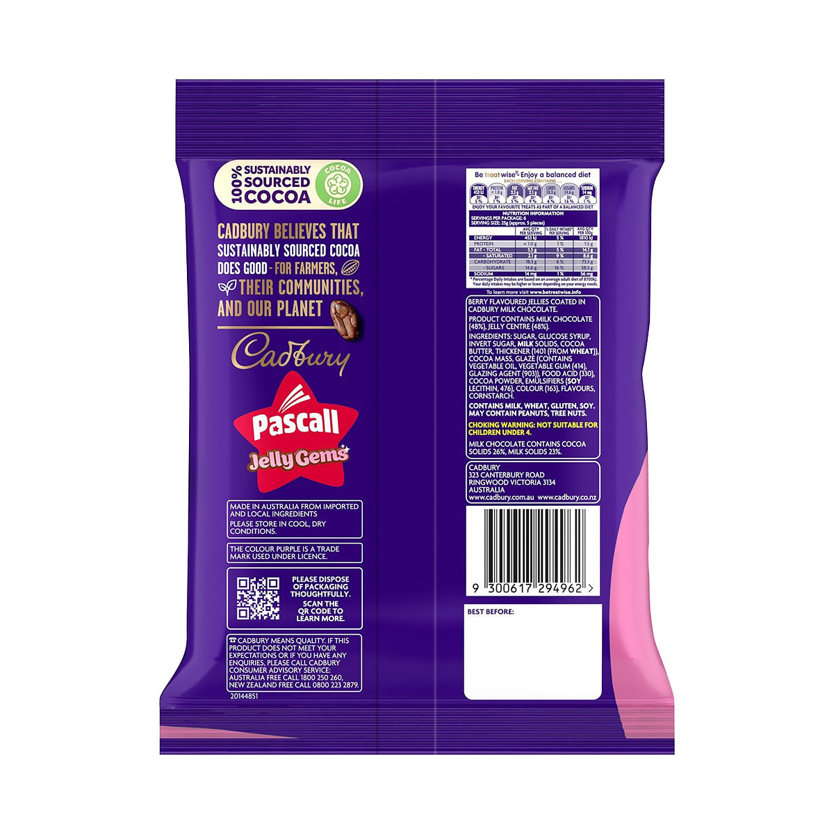 Cadbury Pascall Jelly Gems Berry 150g