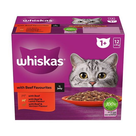 Whiskas Cat Adult Beef Favourites in Jelly 85g 12pk