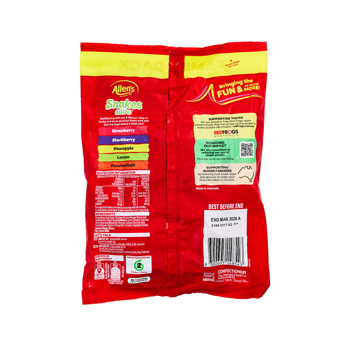 Allens Fam Size Snakes Alive 405g