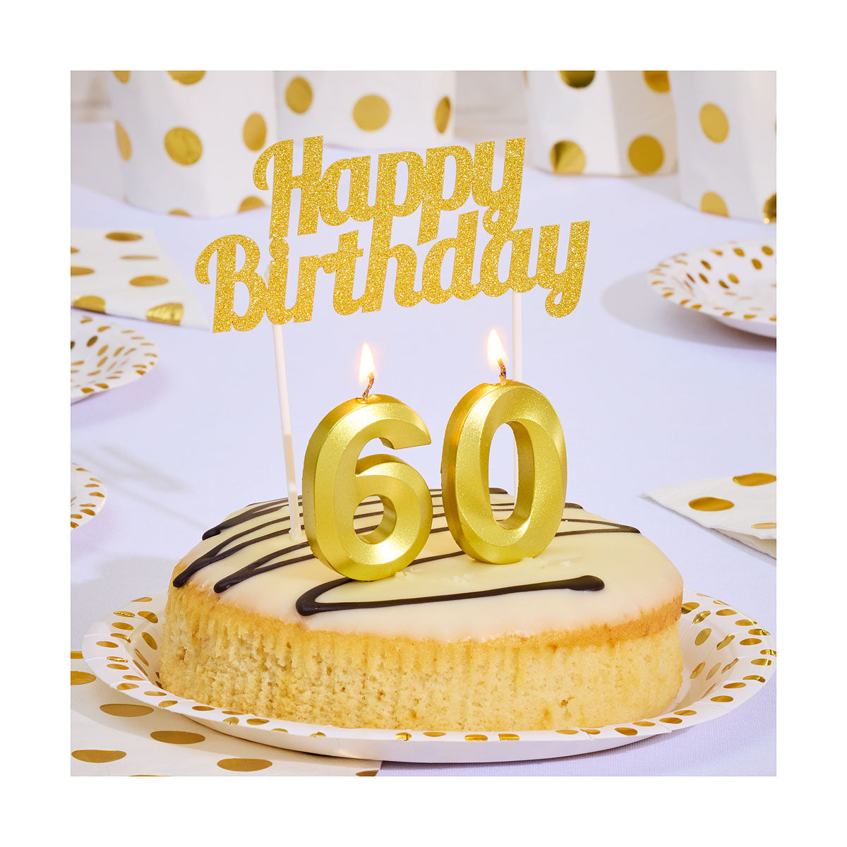 Cake Topper Glitter Gold Birthday