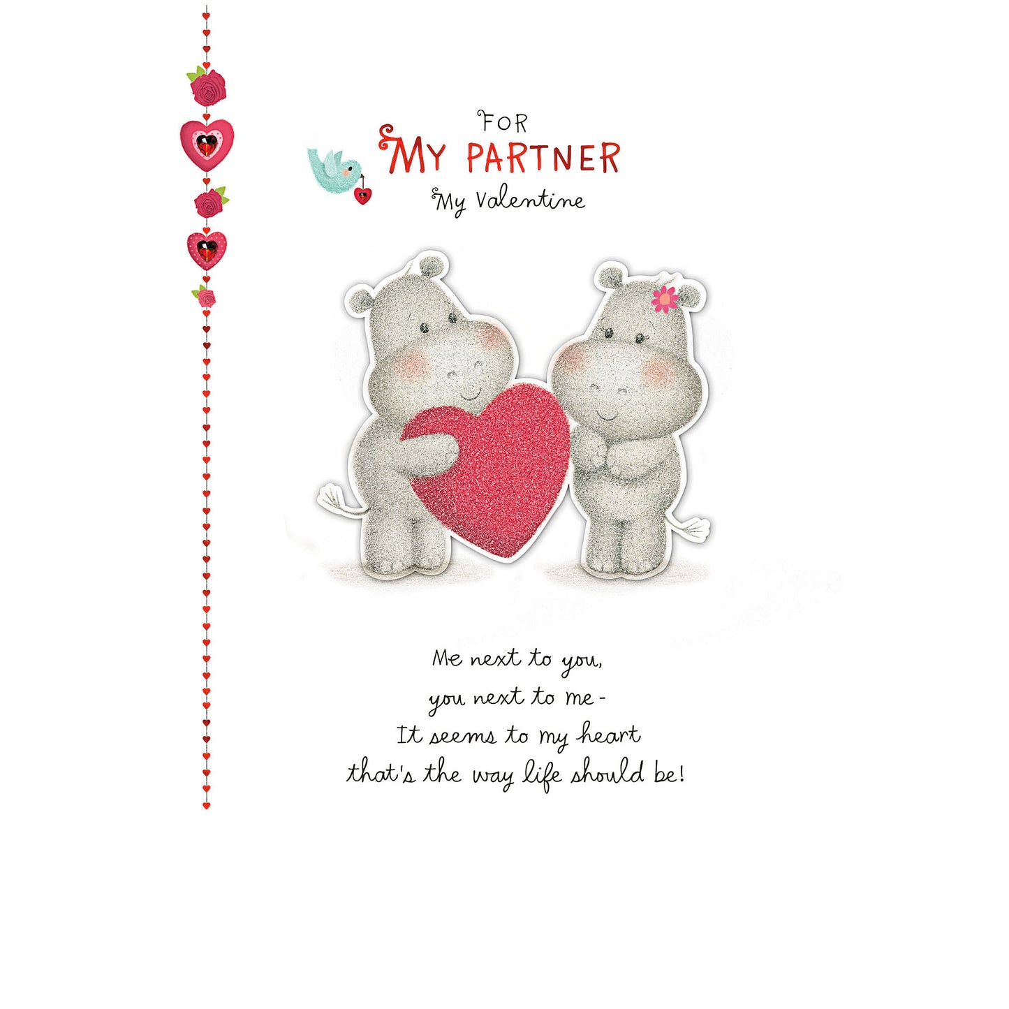 Valentine's Day Card Hippos Holding Heart