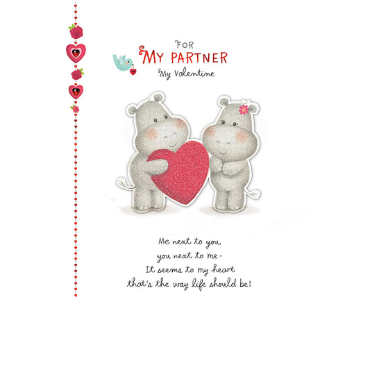 Valentine's Day Card Hippos Holding Heart