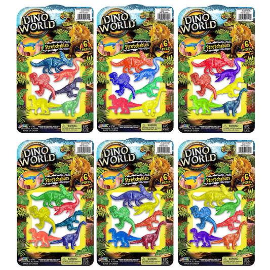 Dino World Stretchable Dinosaurs 6pk Assorted