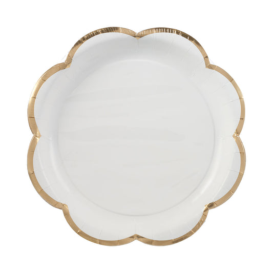 Scalloped Gold Paper Dinner Plate 23cm 10pk