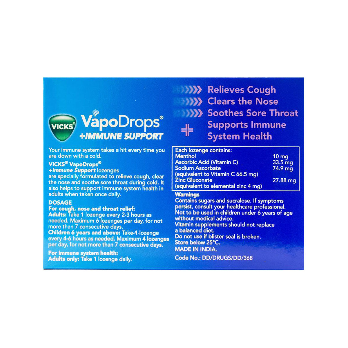 Vicks VapoDrops Immune Support Menthol Lozenges