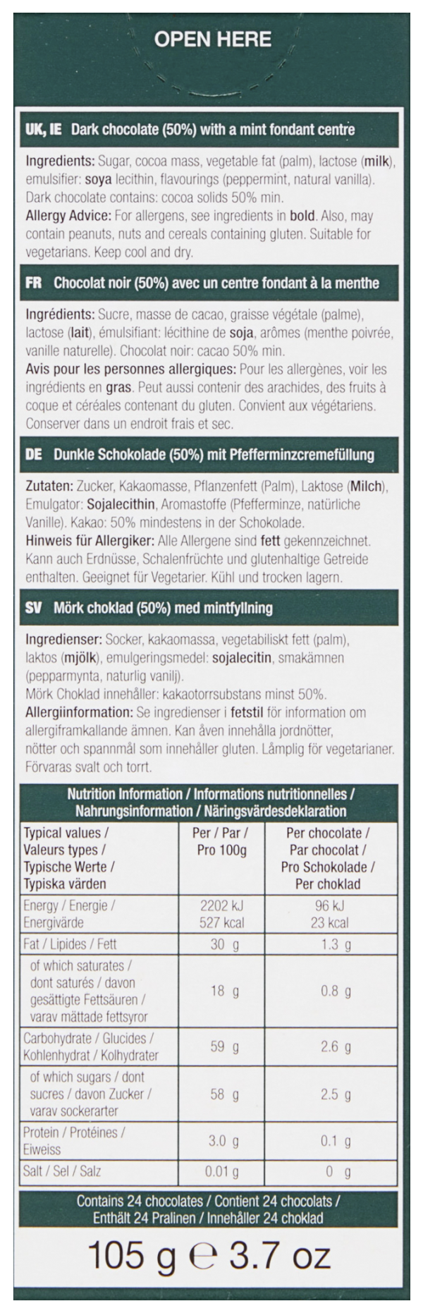 Elizabeth Shaw Dark Mint Flutes 105g