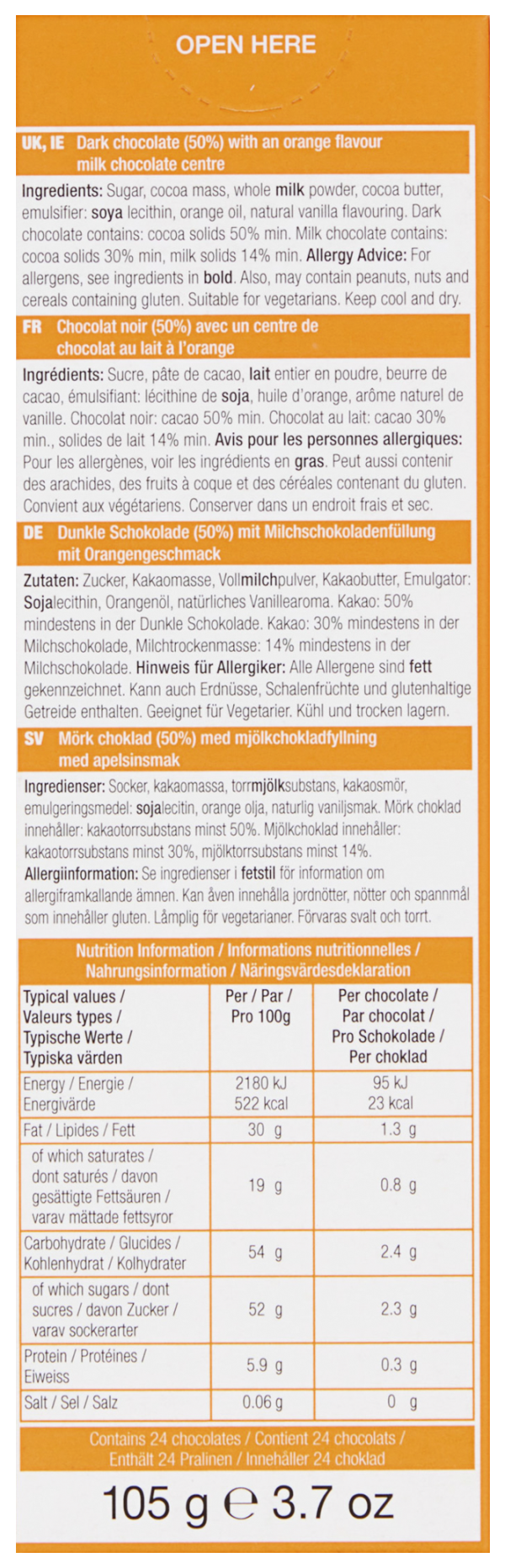 Elizabeth Shaw Orange Flutes 105g