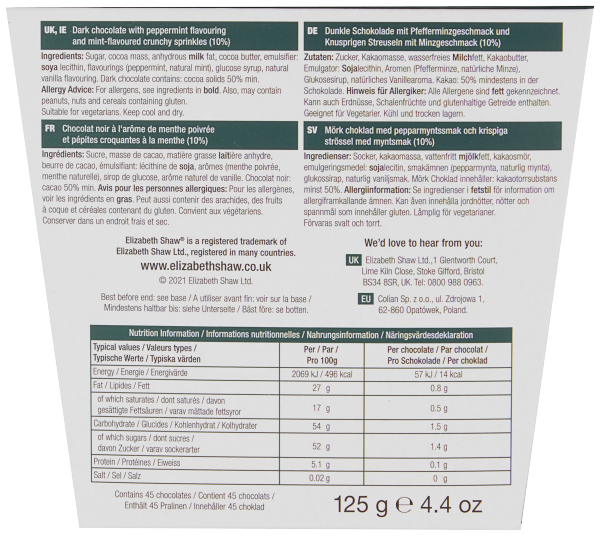 Elizabeth Shaw Dark Mint Stars 125g