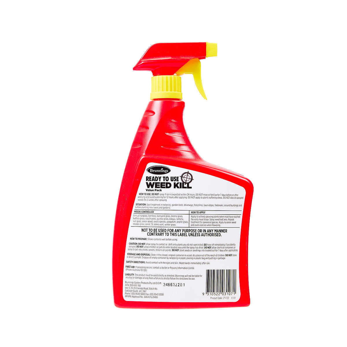 Brunnings Weed Kill Ready To Use Value Pack 1L