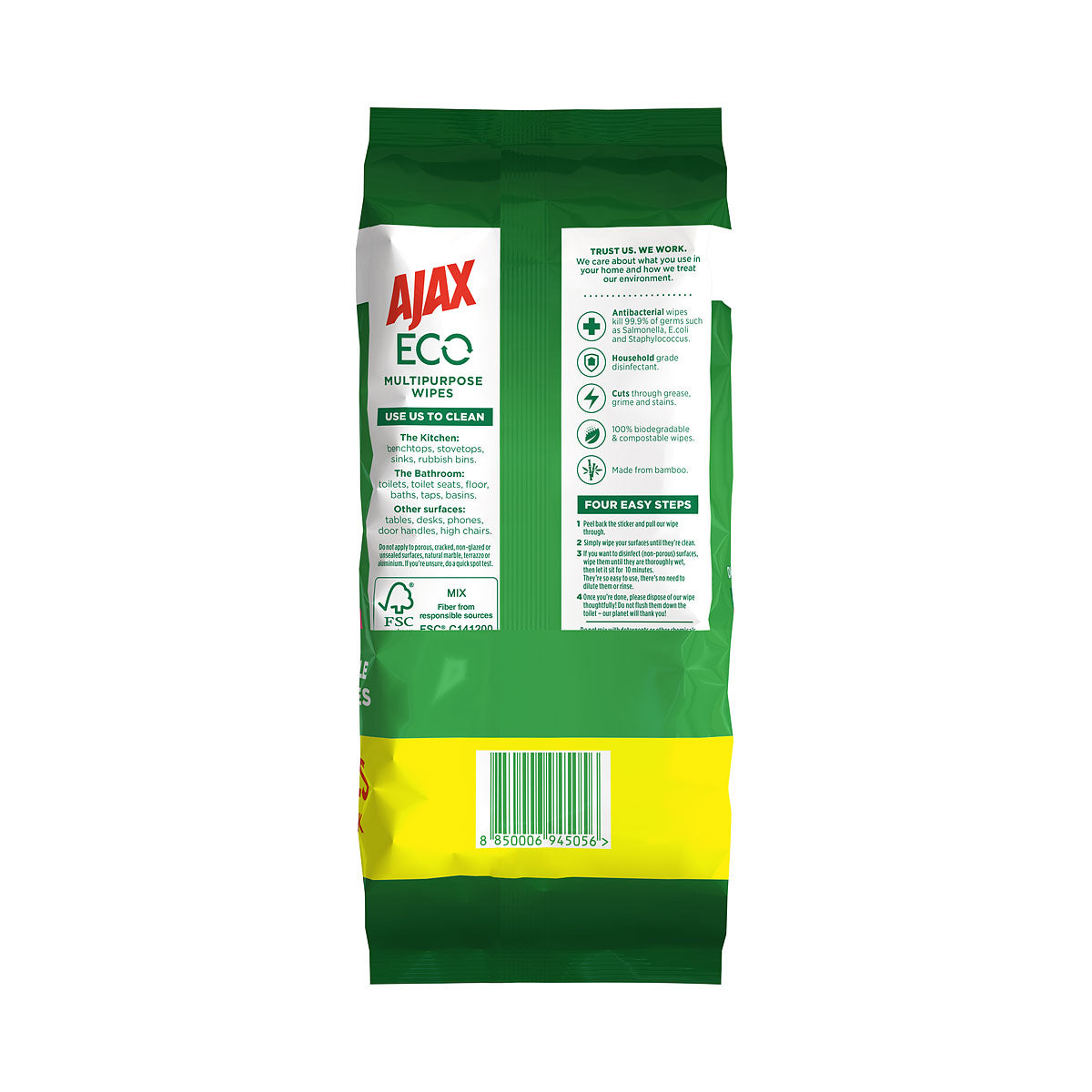 Ajax Eco Wipes Vanilla & Berry 110pk 2pk