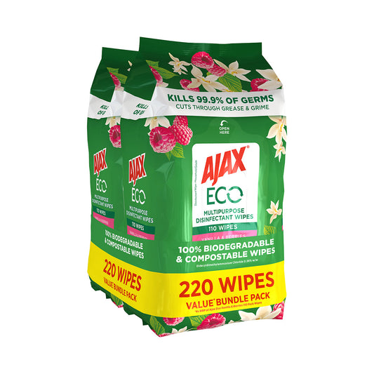 Ajax Eco Wipes Vanilla & Berry 110pk 2pk