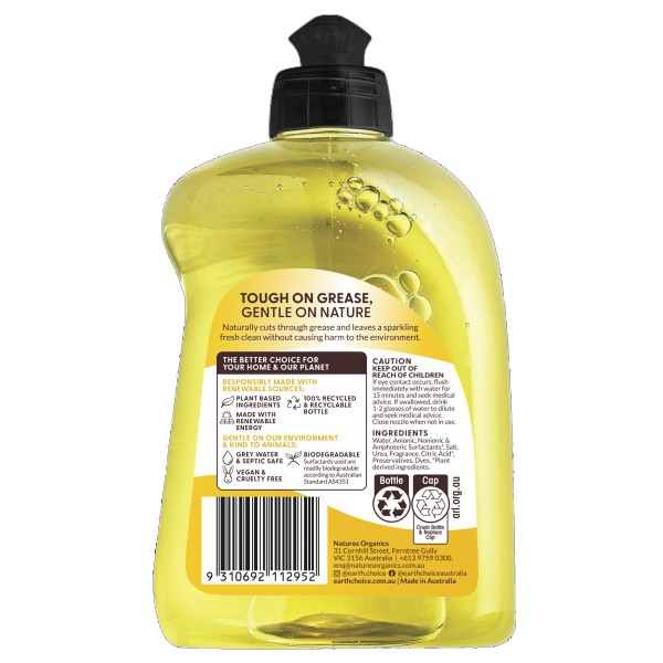 Earth Choice Ultra Dishwashing Liquid Lemon 500mL