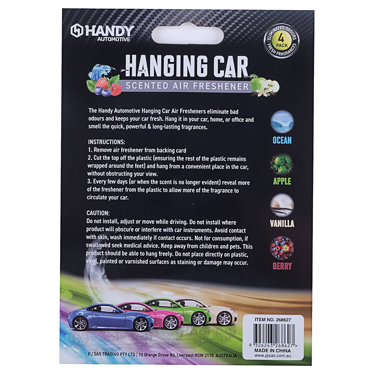 Handy Auto Feet Air Freshener Paper Assorted 4pk
