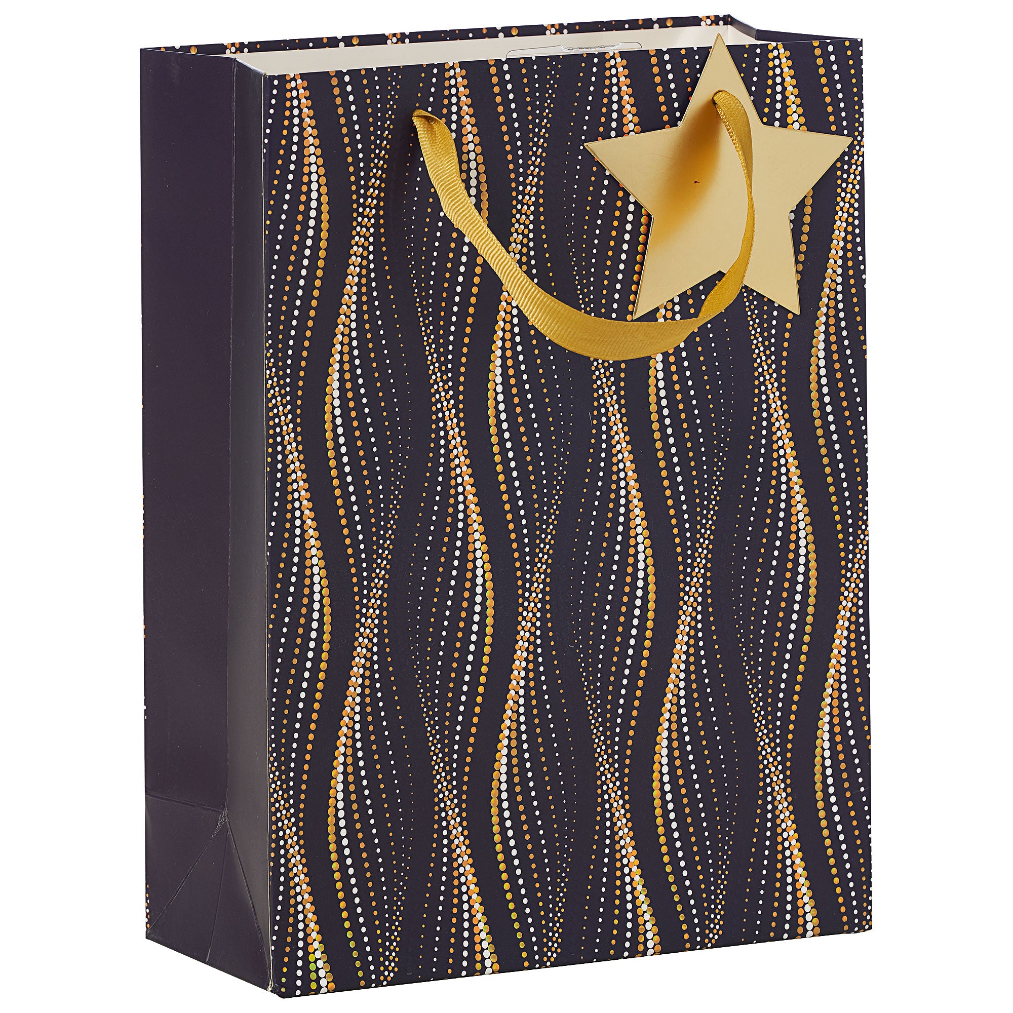 Vertical Wave Gift Bag Black/Gold Medium The Reject Shop