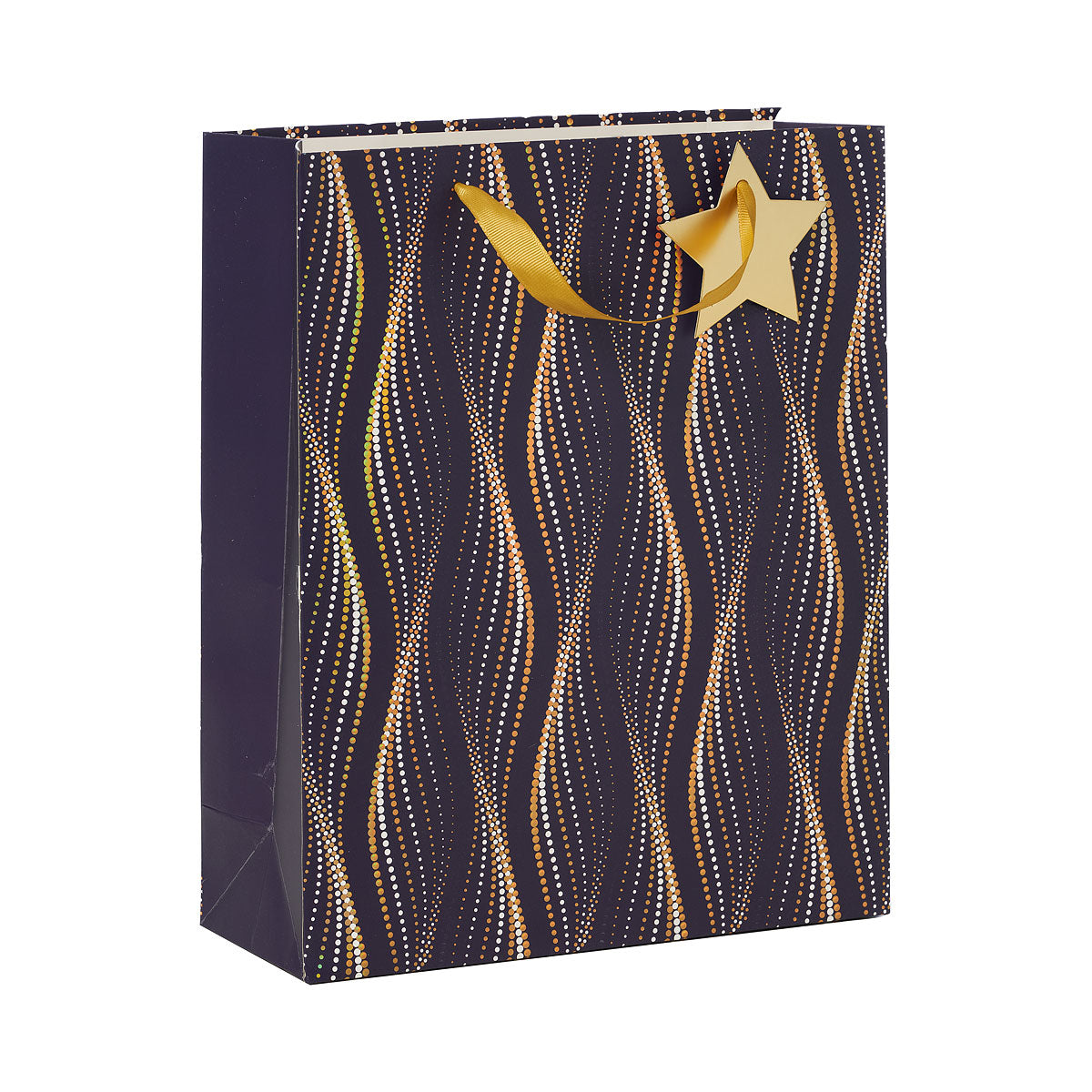 Vertical Wave Gift Bag Black/Gold Large The Reject Shop