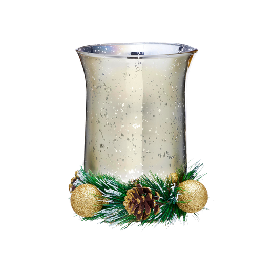 Mercury Glass Hurricane with Trim 15cm