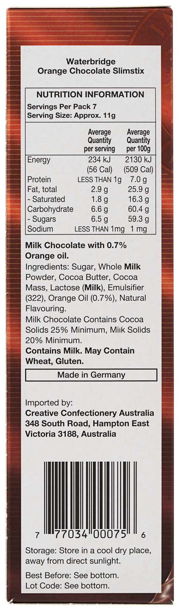 Waterbridge Orange Slim Stix 75g