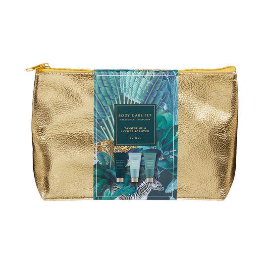 Jungle 4pc Gold Cosmetic Bag Set