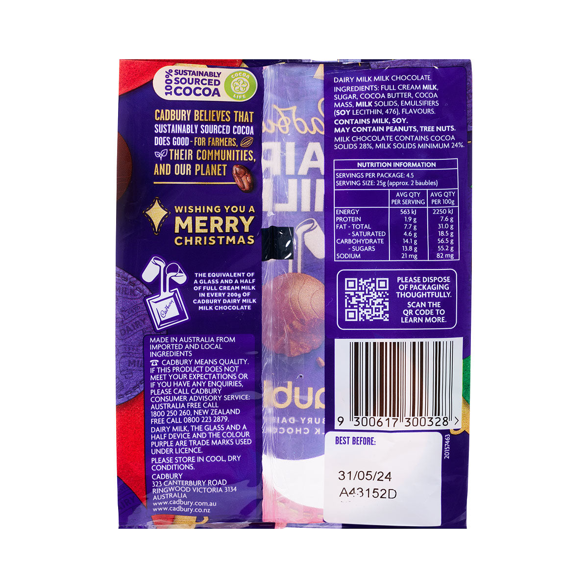 Cadbury Dairy Milk Baubles Bag 112g