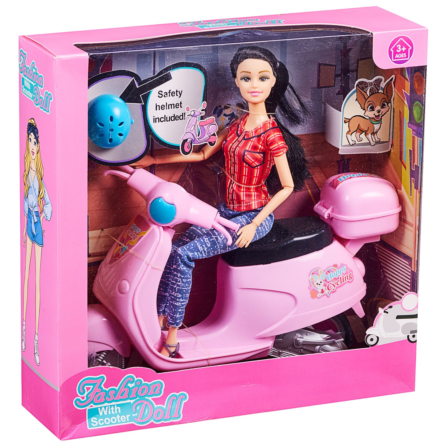 Doll with Scooter Set 28cm