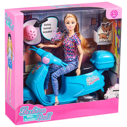 Doll with Scooter Set 28cm