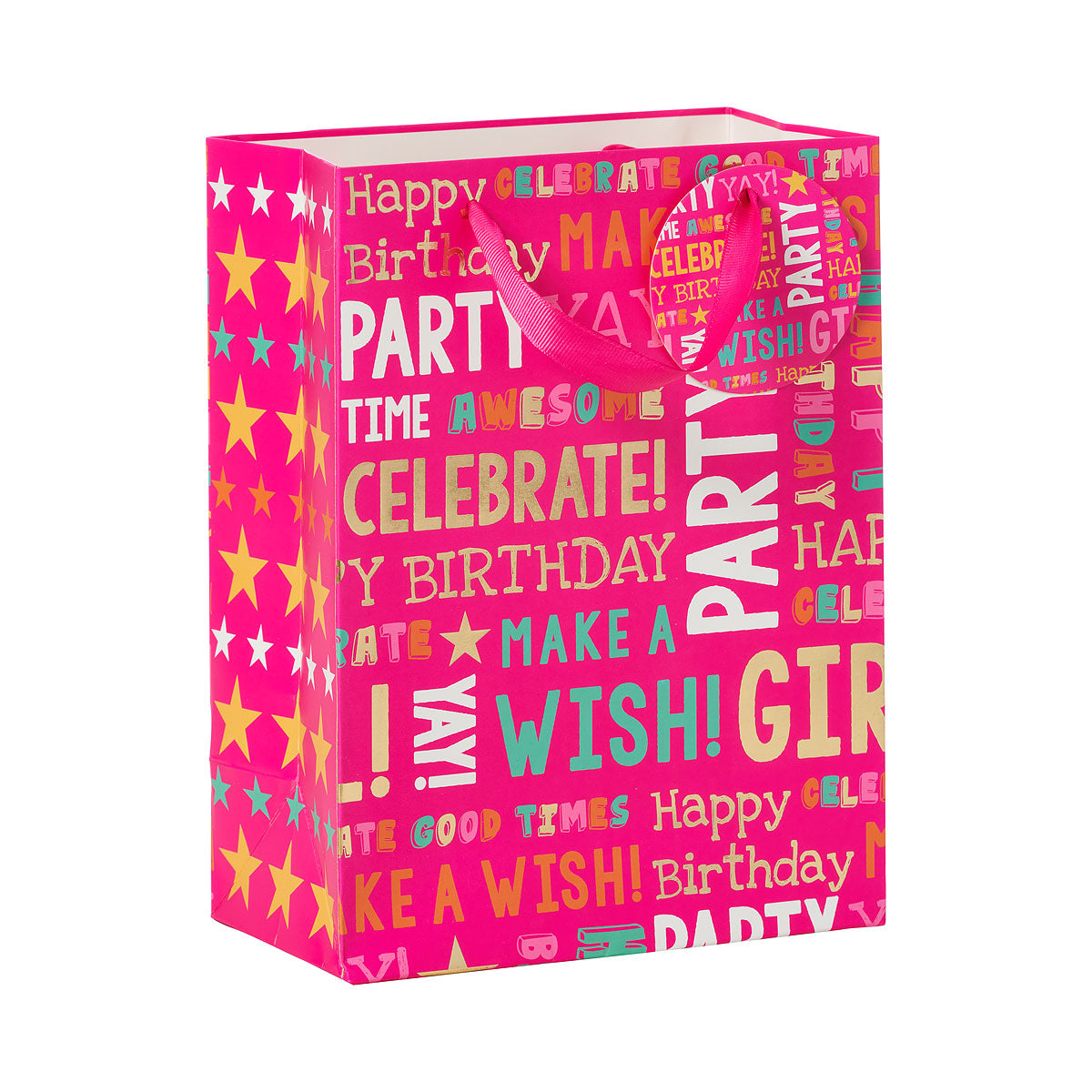 Bright Birthday Pink Gift Bag Medium The Reject Shop