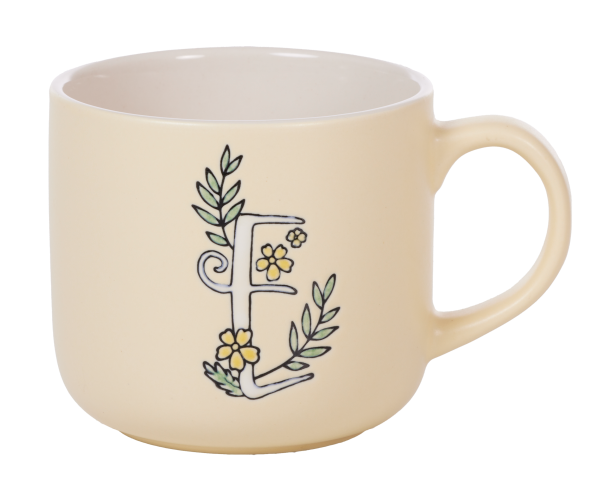 Floral Embossed Monogram L,T,E Mug 400mL Assorted