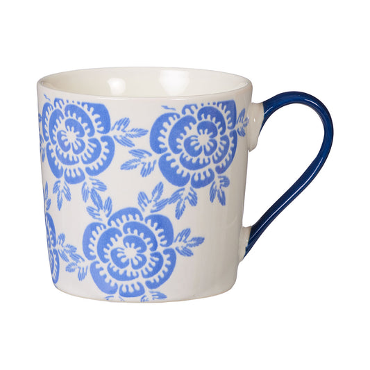 Blue Floral Embossed Mug 350mL Assorted