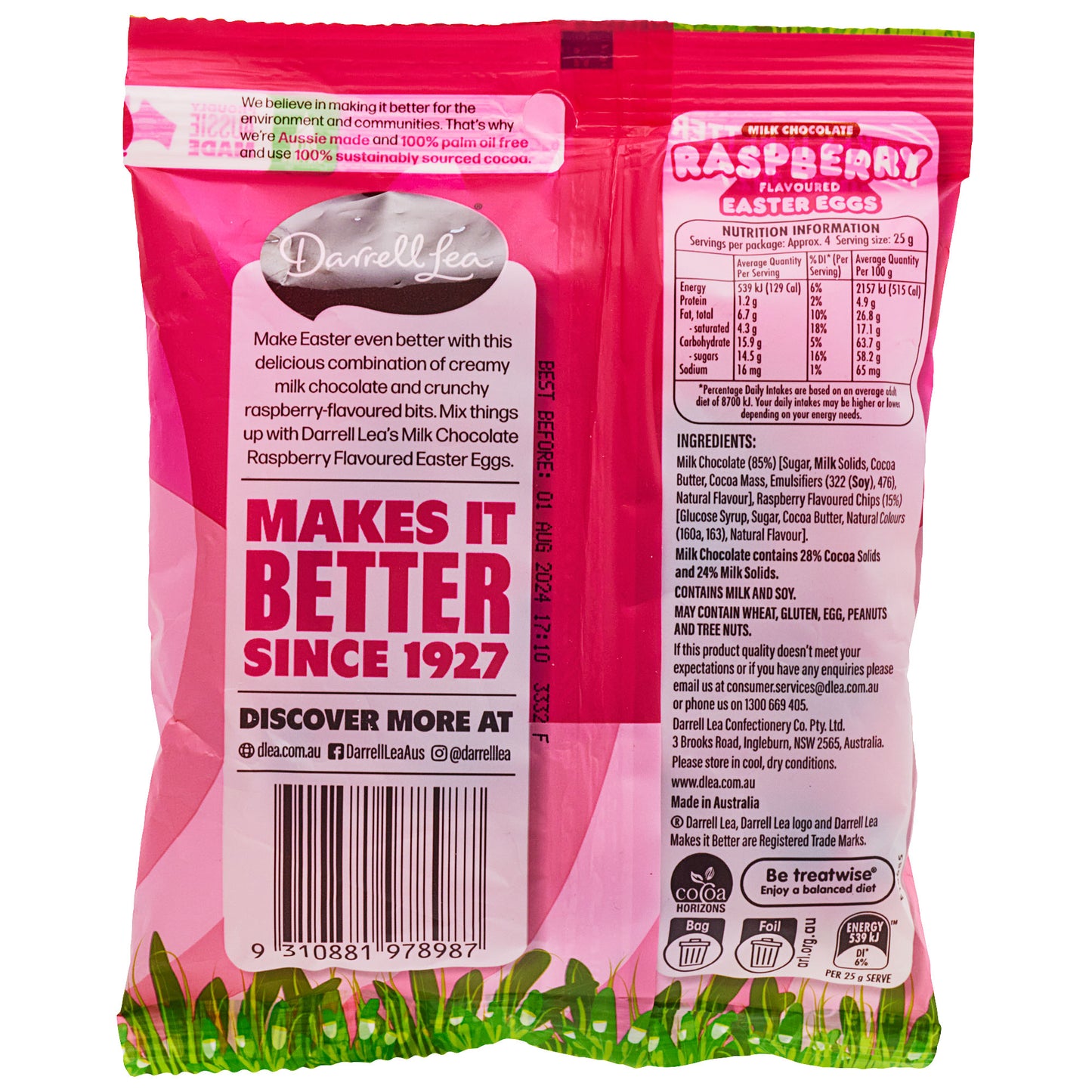 Darrell Lea Choc Hunt Eggs Raspberry 110g