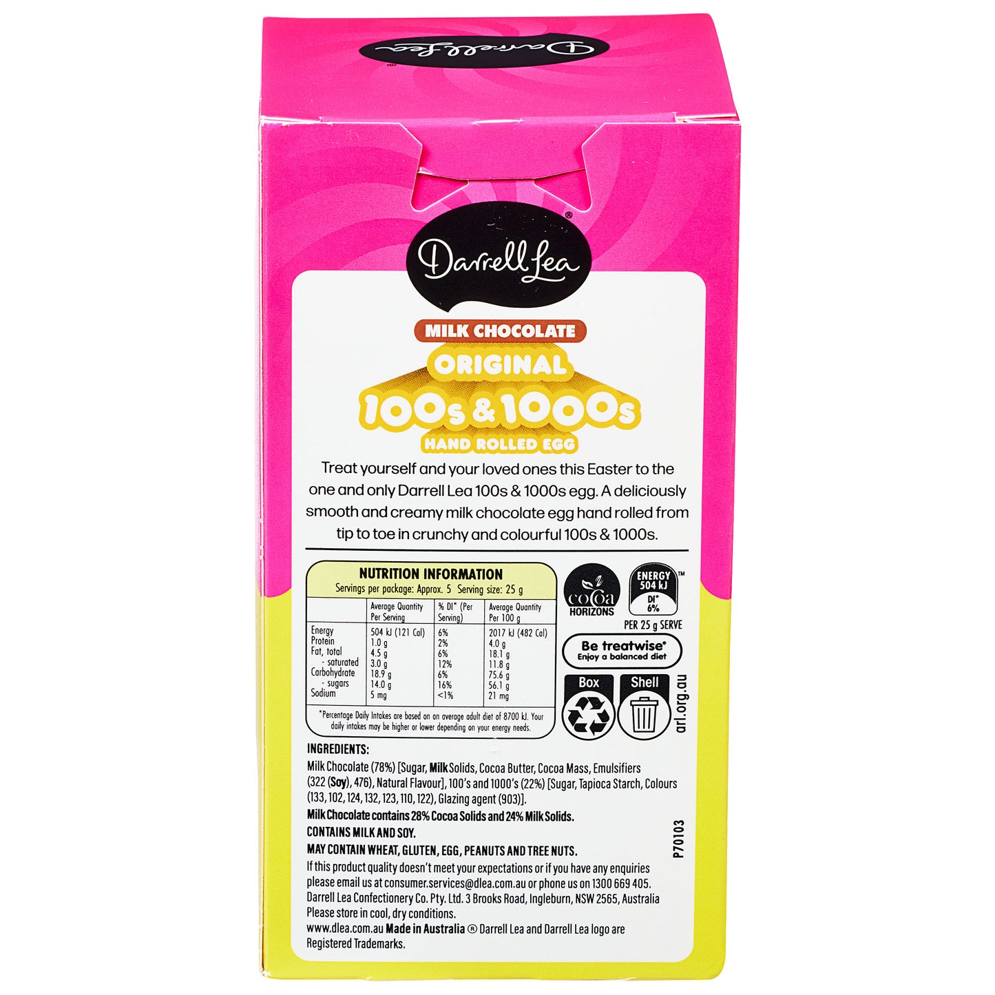 Darrell Lea Egg 100s & 1000s Raspberry 135g