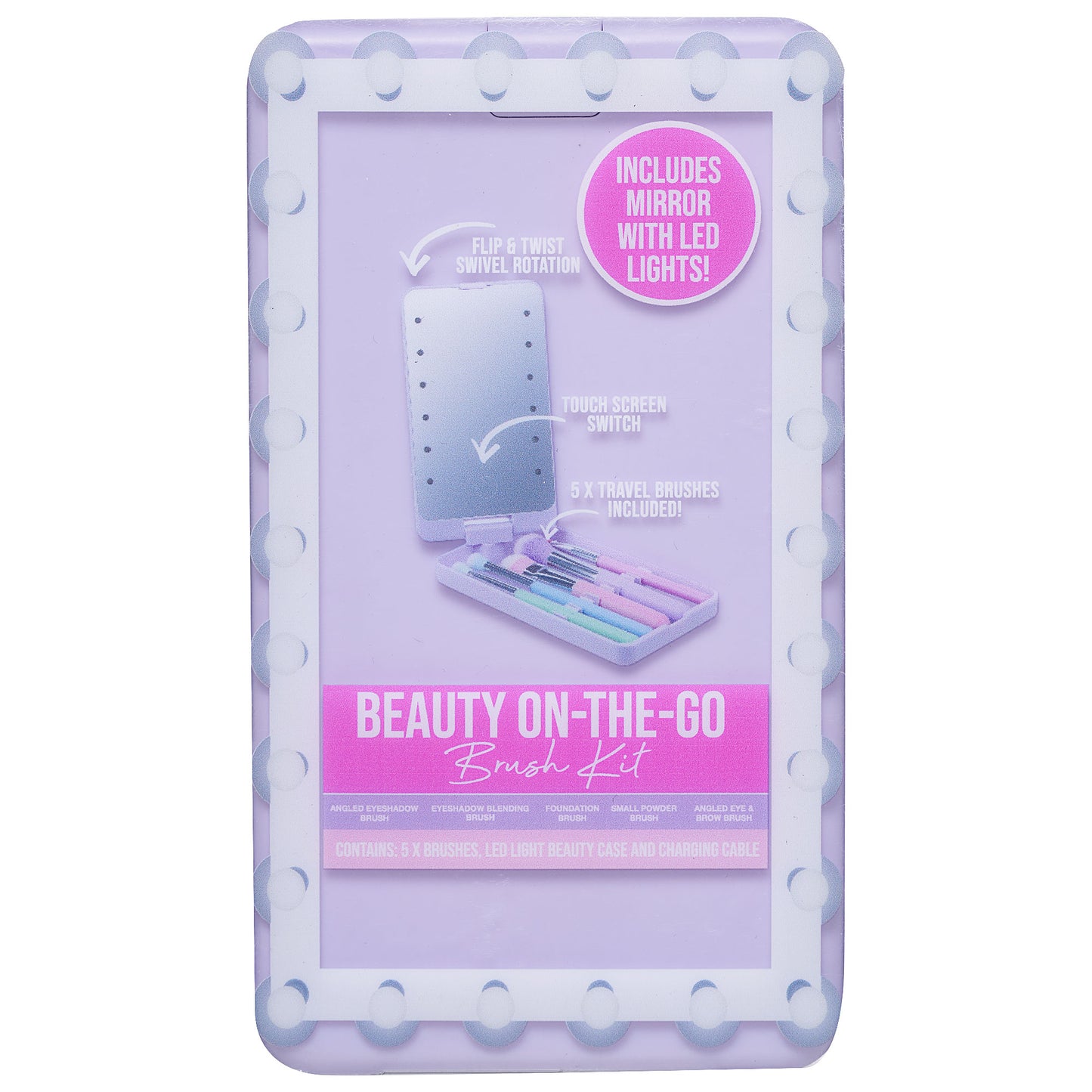 Beauty LED Mirror & Brush Kit 5pc