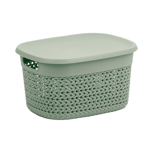 Studio Knit Basket Oval With Lid Sage 5.5L