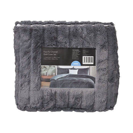 Quilt Cover Set Faux Fur Channel QB Assorted