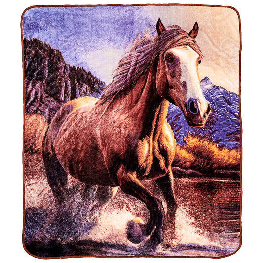 Printed Faux Mink Blanket Horse 200x220cm