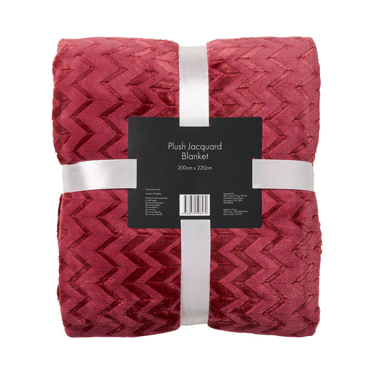 Plush Jacquard Blanket Blue/Pink 200x220cm