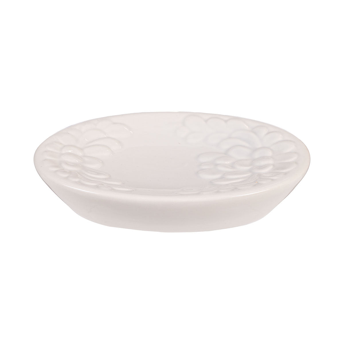 Embossed Flowers Ceramic Soap Dish