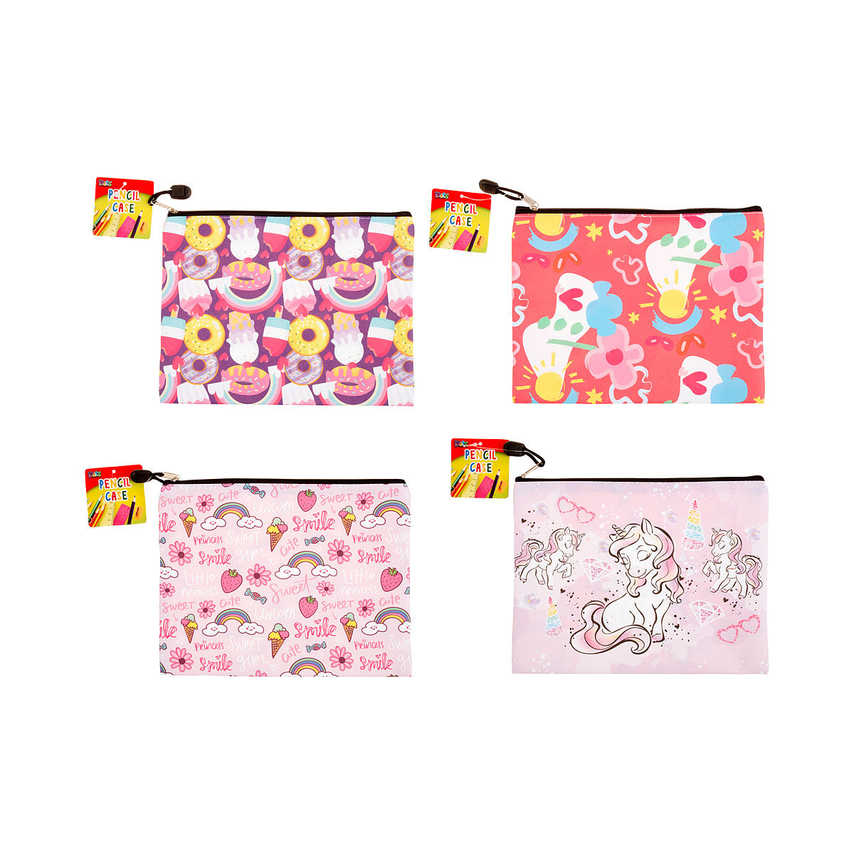 Pencil Case 1 Zip PVC Assorted