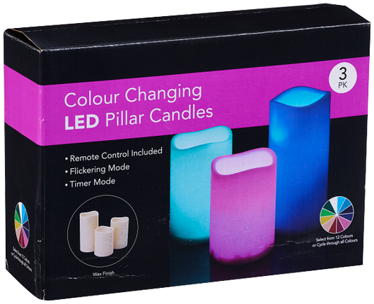LED Pillar Candles 3pk